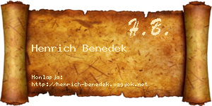 Henrich Benedek névjegykártya